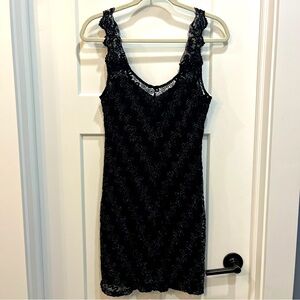 Free People Foiled Again Lace Mini Bodycon Dress‎ Black Lace Size Medium